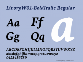 LivoryW01-BoldItalic Regular Version 1.00 Font Sample
