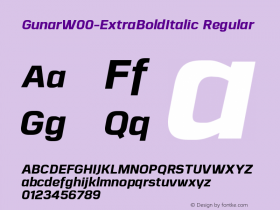GunarW00-ExtraBoldItalic Regular Version 1.00 Font Sample