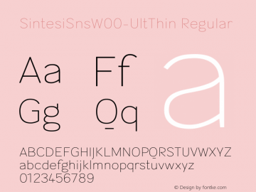 SintesiSnsW00-UltThin Regular Version 1.00 Font Sample