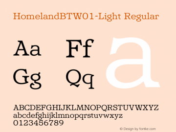 HomelandBTW01-Light Regular Version 1.00 Font Sample