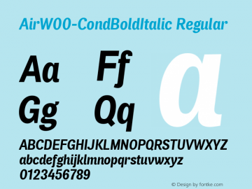 AirW00-CondBoldItalic Regular Version 1.00 Font Sample