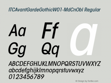 ITCAvantGardeGothicW01-MdCnObl Regular Version 1.00图片样张