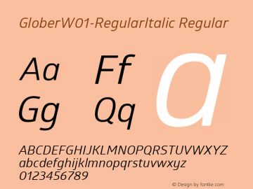 GloberW01-RegularItalic Regular Version 1.00 Font Sample