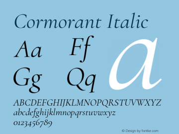 Cormorant Italic Version 2.007 Font Sample