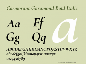 Cormorant Garamond Bold Italic Version 2.007 Font Sample