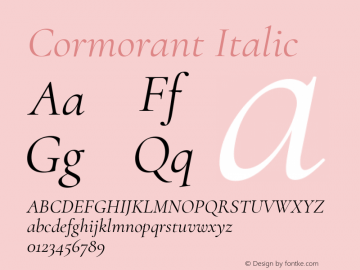 Cormorant Italic Version 2.007 Font Sample