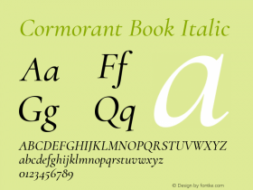Cormorant Book Italic Version 2.007 Font Sample