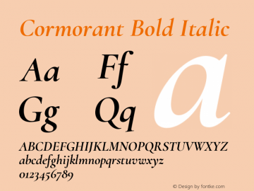 Cormorant Bold Italic Version 2.007 Font Sample