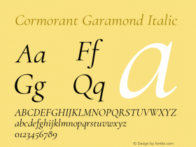 Cormorant Garamond Italic Version 2.007 Font Sample