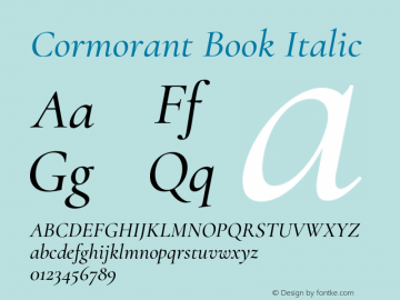 Cormorant Book Italic Version 2.007;PS 002.007;hotconv 1.0.88;makeotf.lib2.5.64775图片样张
