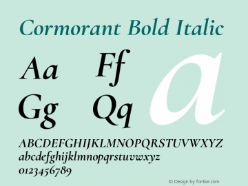 Cormorant Bold Italic Version 2.007;PS 002.007;hotconv 1.0.88;makeotf.lib2.5.64775图片样张