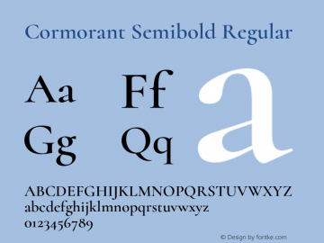 Cormorant Semibold Regular Version 2.007;PS 002.007;hotconv 1.0.88;makeotf.lib2.5.64775图片样张