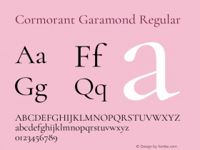 Cormorant Garamond Regular Version 2.007;PS 002.007;hotconv 1.0.88;makeotf.lib2.5.64775 Font Sample