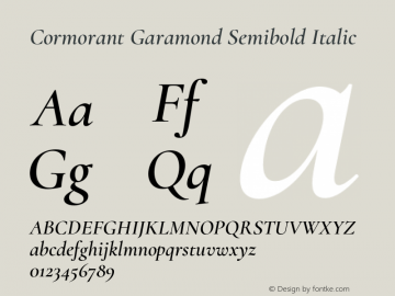 Cormorant Garamond Semibold Italic Version 2.007;PS 002.007;hotconv 1.0.88;makeotf.lib2.5.64775图片样张