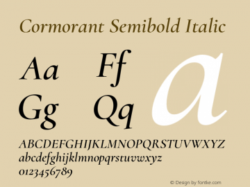 Cormorant Semibold Italic Version 2.007;PS 002.007;hotconv 1.0.88;makeotf.lib2.5.64775 Font Sample