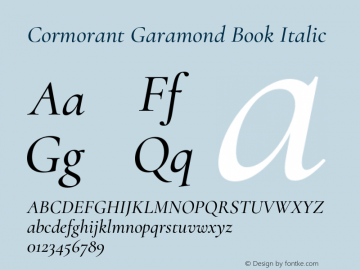 Cormorant Garamond Book Italic Version 2.007;PS 002.007;hotconv 1.0.88;makeotf.lib2.5.64775图片样张