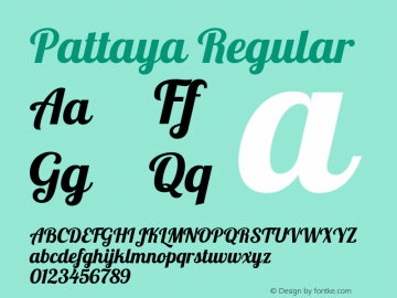 Pattaya Regular Version 2.000 Font Sample