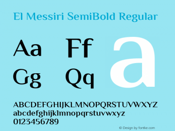 El Messiri SemiBold Regular Version 2.006 Font Sample
