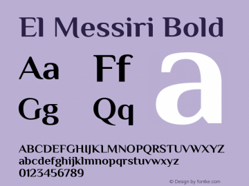 El Messiri Bold Version 2.006 Font Sample