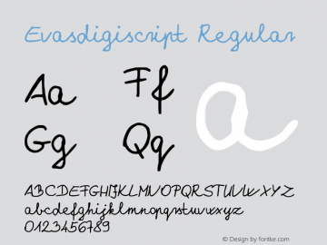 Evasdigiscript Regular Version 1.000 Font Sample