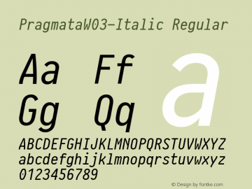 PragmataW03-Italic Regular Version 0.82 Font Sample