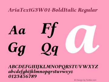 AriaTextG3W01-BoldItalic Regular Version 1.00 Font Sample