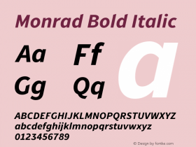 Monrad Bold Italic Version 1.065;PS Version 2.0;hotconv 1.0.78;makeotf.lib2.5.61930图片样张