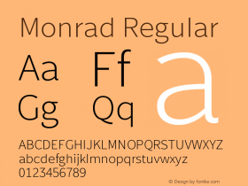 Monrad Regular Version 2.010;PS Version 2.0;hotconv 1.0.78;makeotf.lib2.5.61930 Font Sample