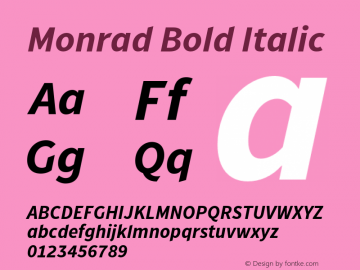 Monrad Bold Italic Version 1.065;PS Version 2.0;hotconv 1.0.78;makeotf.lib2.5.61930 Font Sample