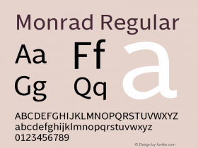 Monrad Regular Version 2.010;PS Version 2.0;hotconv 1.0.78;makeotf.lib2.5.61930 Font Sample