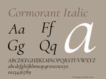 Cormorant Italic Version 3.000 Font Sample