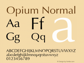 Opium Normal 1.0 Wed Mar 12 05:06:23 1980 Font Sample