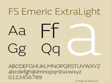 FS Emeric ExtraLight Version 1.000 Font Sample