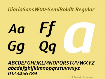 DiariaSansW00-SemiBoldIt Regular Version 1.00 Font Sample