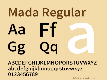 Mada Regular Version 001.004 ; ttfautohint (v1.5.33-1714) -l 8 -r 50 -G 200 -x 0 -D latn -f arab -w G -W -c -X 