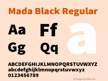 Mada Black Regular Version 001.000 Font Sample