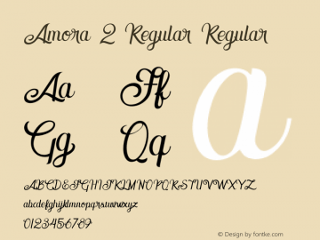 Amora 2 Regular Regular Version 1.000 Font Sample