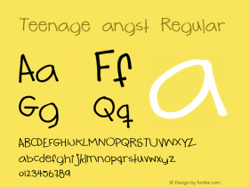 Teenage angst Regular 2 Font Sample