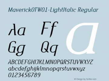MaverickOTW01-LightItalic Regular Version 7.504 Font Sample