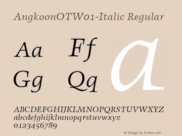 AngkoonOTW01-Italic Regular Version 7.504图片样张