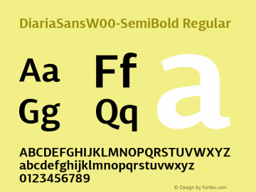DiariaSansW00-SemiBold Regular Version 1.00 Font Sample
