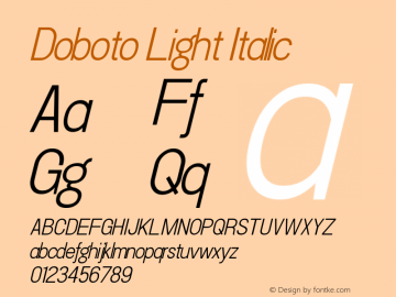 Doboto Light Italic Version 1.00 Font Sample