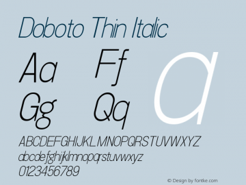 Doboto Thin Italic Version 1.00 Font Sample