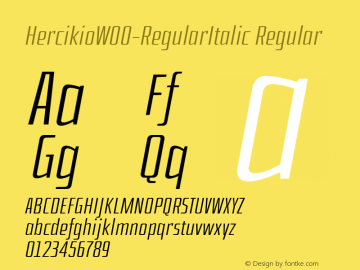 HercikioW00-RegularItalic Regular Version 1.00 Font Sample