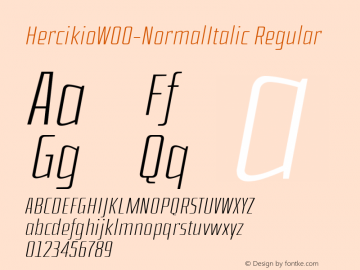 HercikioW00-NormalItalic Regular Version 1.00 Font Sample