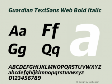 Guardian TextSans Web Bold Italic Version 1.1 2013图片样张