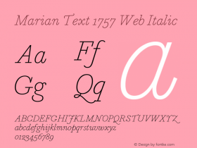 Marian Text 1757 Web Italic Version 1.1 2014 Font Sample