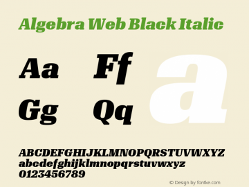 Algebra Web Black Italic Version 1.1 2016 Font Sample