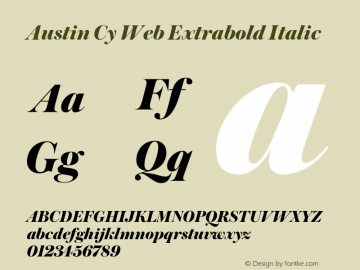 Austin Cy Web Extrabold Italic Version 1.1 2016 Font Sample