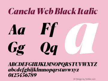 Canela Web Black Italic Version 1.1 2016图片样张